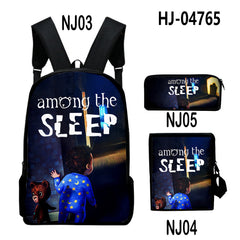 3D Print Backpack 3pcs Set Student Travel Bags Laptop Backpack