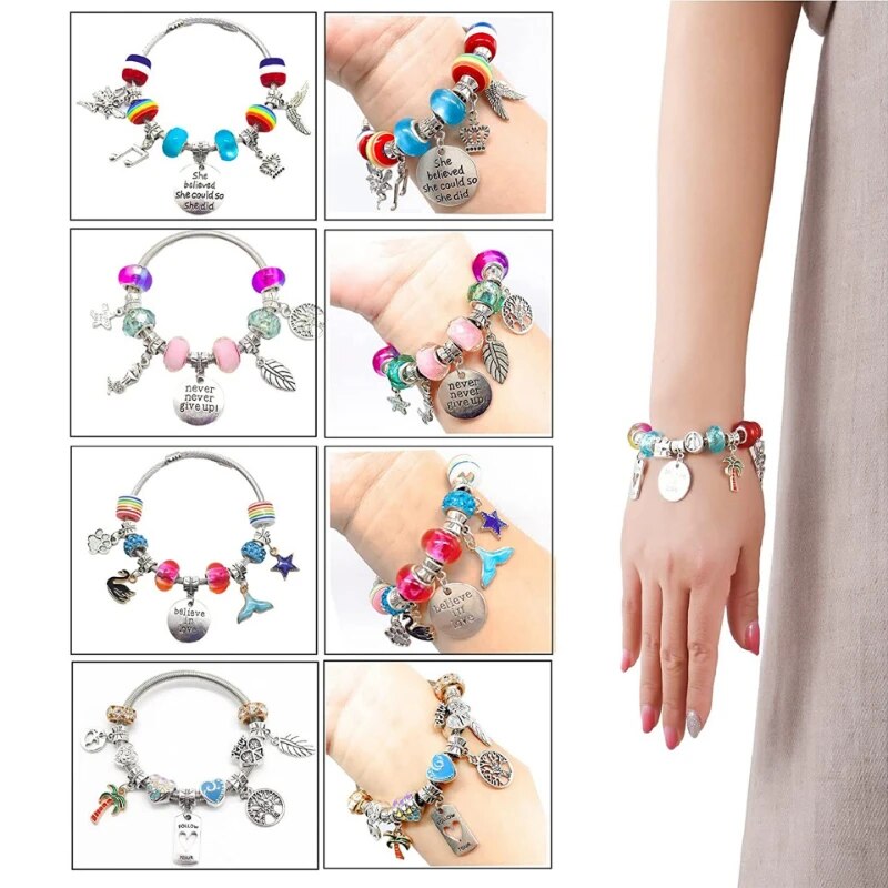 Unicorn Charm Beaded Bracelets Set DIY Jewelry Making Kit - honeylives