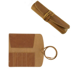 Vintage Cow Leather Pencil Case Roll Retro Pencil Bag - honeylives