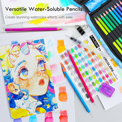 Water-Soluble Colored Pencils Set 72 Colors Professional Color Pencils Set With Pencil Bag