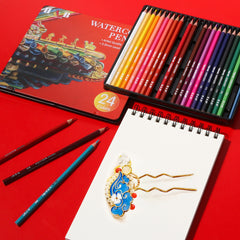 Water-soluble Colored Pencil Set With Iron Box Professional Art Supplies