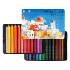 Water-soluble Colored Pencil Set With Iron Box Professional Art Supplies