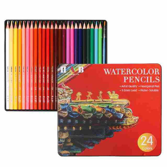 Water-soluble Colored Pencil Set With Iron Box Professional Art Supplies