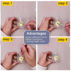 Acrylic Paint Set On Glass, Porcelain & Ceramic