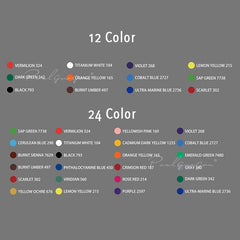 12/24 Color Acrylic Paint Set For Fabrics Painting Clothing Pigments Non-Fading Non-Toxic Professional Artist Painting 12Ml