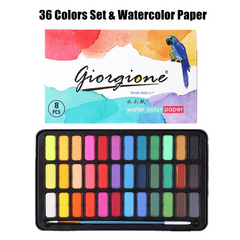 Colors Pigment for Watercolor Painting with Paint Brush&Watercolor Paper Painting Set