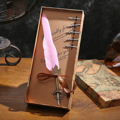 English Calligraphy Feather Dip Pen Classical Fountain Pen 1Set Feather Pen Box with 5 Nib Stationery Gift Wedding Gift Creative
