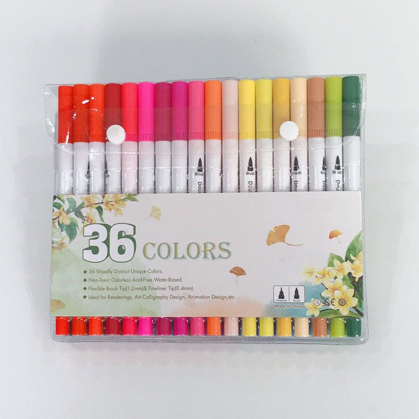 12/24/36/48/60 PCS Colored Art Sketching Markers Drawing Set Double-head Watercolor paint brush pen Diary supplies Stationery