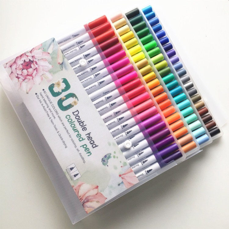 12/24/36/48/60 PCS Colored Art Sketching Markers Drawing Set Double-head Watercolor paint brush pen Diary supplies Stationery