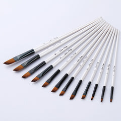 12PCS Nylon Hair Paint Brushes Set Pointed Watercolor Paint Brush Pen Set Learning DIY Oil Acrylic Painting Art Paint Brushes Supplies Art Supplies