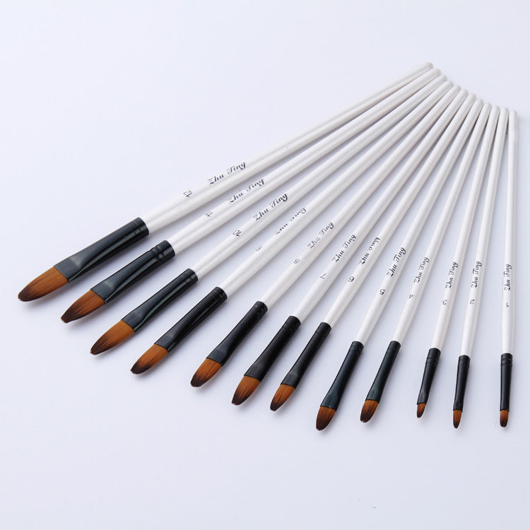 12PCS Nylon Hair Paint Brushes Set Pointed Watercolor Paint Brush Pen Set Learning DIY Oil Acrylic Painting Art Paint Brushes Supplies Art Supplies