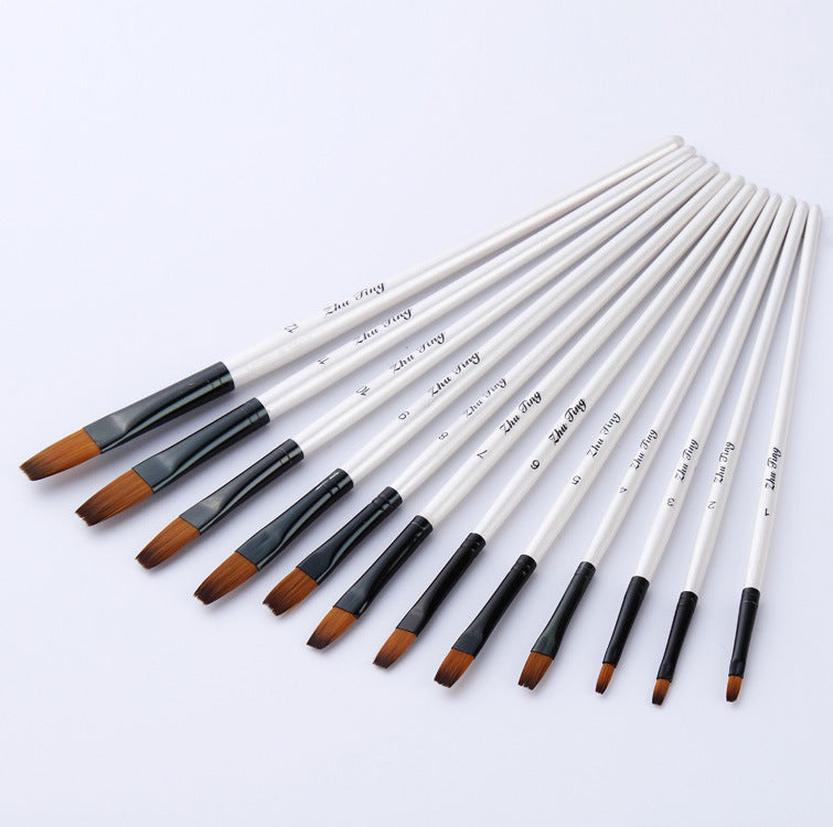 12PCS Nylon Hair Paint Brushes Set Pointed Watercolor Paint Brush Pen Set Learning DIY Oil Acrylic Painting Art Paint Brushes Supplies Art Supplies