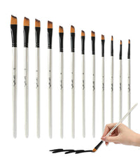 12 Pcs Angular Flat Paint Brush Set