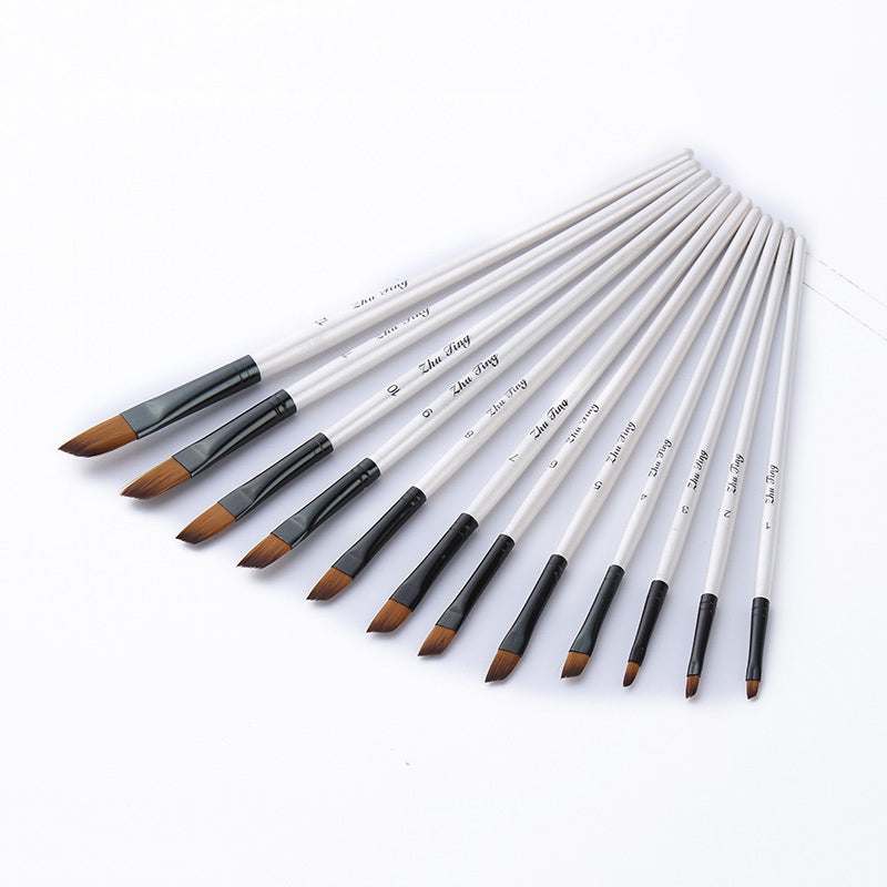 12PCS Nylon Hair Paint Brushes Set Pointed Watercolor Paint Brush Pen Set Learning DIY Oil Acrylic Painting Art Paint Brushes Supplies Art Supplies