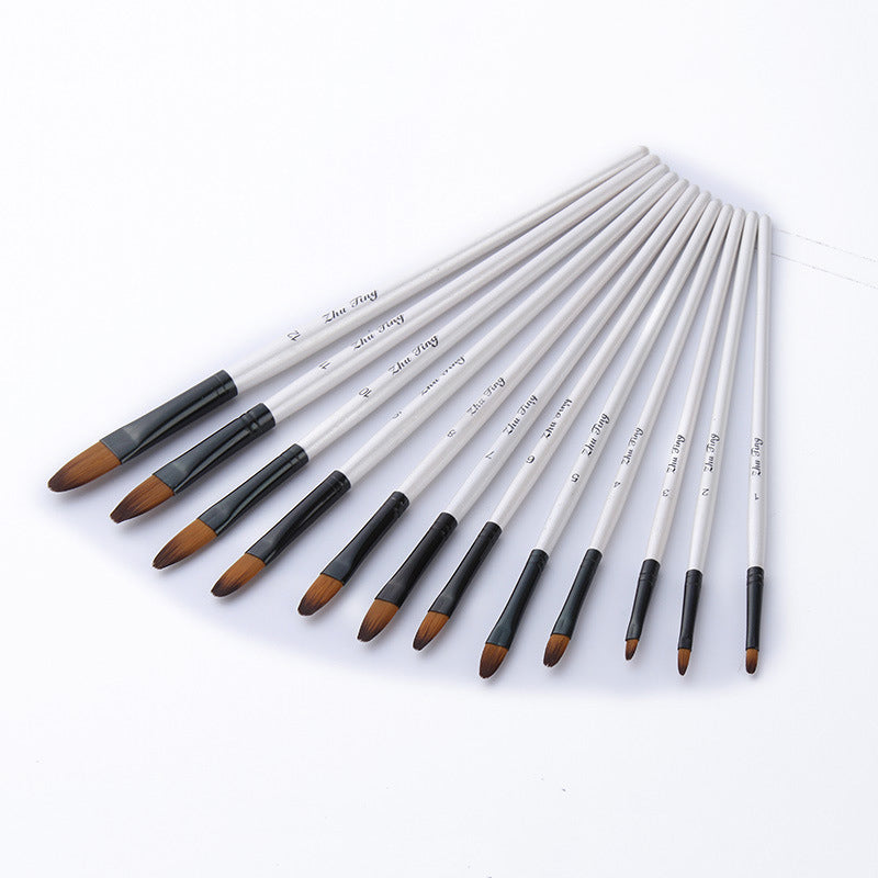 12PCS Nylon Hair Paint Brushes Set Pointed Watercolor Paint Brush Pen Set Learning DIY Oil Acrylic Painting Art Paint Brushes Supplies Art Supplies