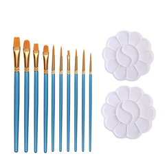 12 Pcs DIY Painting Tools With 2PCS Paint Tray Palettes 10PCS Brush Paint Palettes