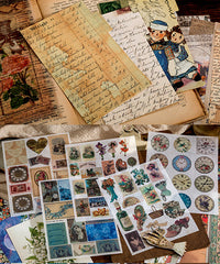 140 Pcs Collect Messenger Stickers & Material Paper Set