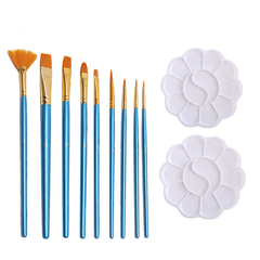 12 Pcs DIY Painting Tools With 2PCS Paint Tray Palettes 10PCS Brush Paint Palettes