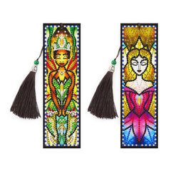 DIY Diamond Painting Bookmarks 2Pcs Diamond Embroidery Mosaic Cross Stitch Kit Butterfly Peacock Leather Tassel Book Marks Gift