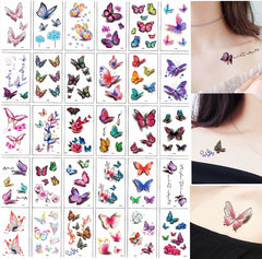 30 Sheet 3D Colorful Butterfly Temporary Tattoos Stickers