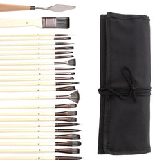 24 pcs/set Nylon Hair Wooden Handle Watercolor Paint Brush Pen Scrubbing Scraper Acrylic Painting Art Paint Brushes Supplies