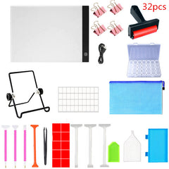 5D Diamond Painting Tools Kit With A4 Painting Led Drawing Board Pad Adjustable Brightnes,Clips and Diamond Painting Tools
