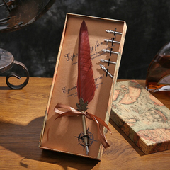 English Calligraphy Feather Dip Pen Classical Fountain Pen 1Set Feather Pen Box with 5 Nib Stationery Gift Wedding Gift Creative