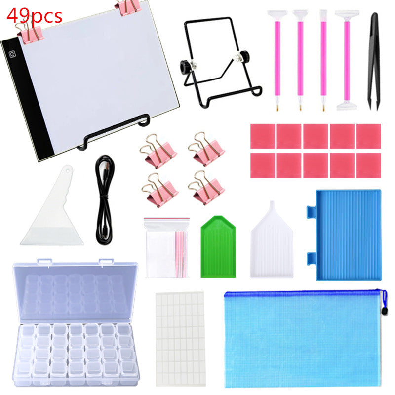 5D Diamond Painting Tools Kit With A4 Painting Led Drawing Board Pad Adjustable Brightnes,Clips and Diamond Painting Tools