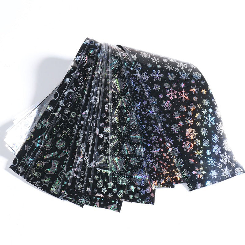 10 sheet Christmas Nail Transfer Foils Snowfake Decorations Nail Art Polish Wraps Decals DIY Nail Beauty Stickers Accessories