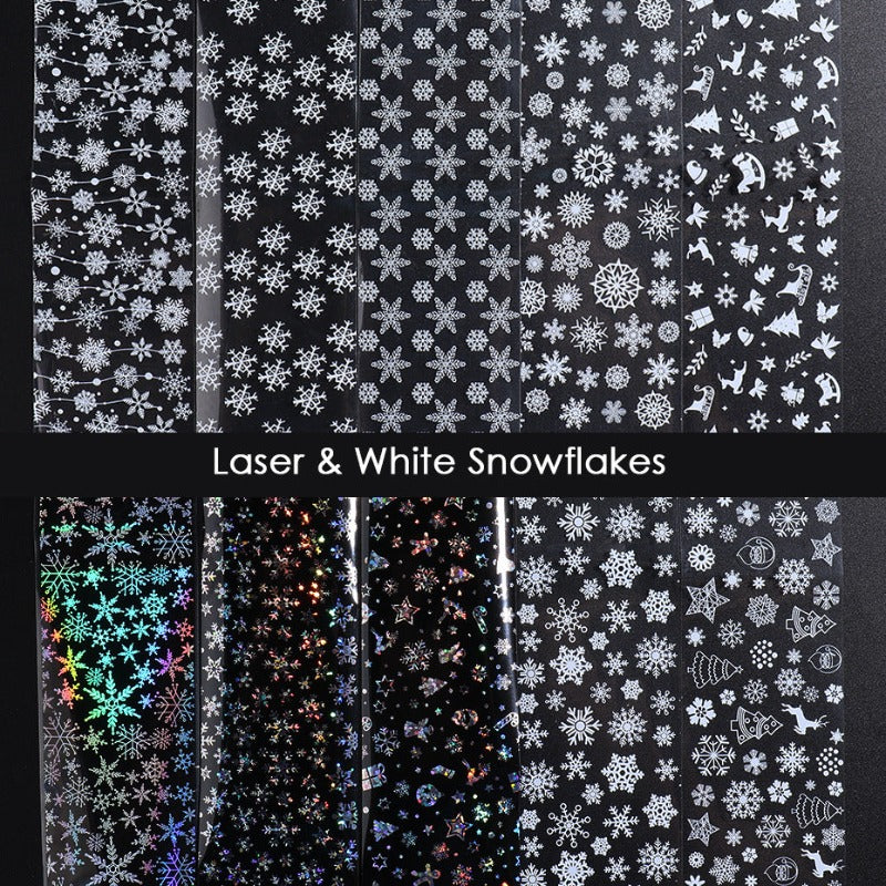 10 sheet Christmas Nail Transfer Foils Snowfake Decorations Nail Art Polish Wraps Decals DIY Nail Beauty Stickers Accessories