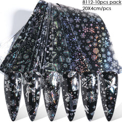 10 sheet Christmas Nail Transfer Foils Snowfake Decorations Nail Art Polish Wraps Decals DIY Nail Beauty Stickers Accessories
