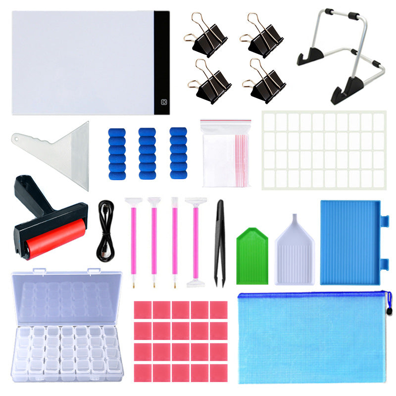 5D Diamond Painting Tools Kit With A4 Painting Led Drawing Board Pad Adjustable Brightnes,Clips and Diamond Painting Tools