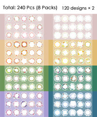 240 Pcs Colorful Garland Writable Stickers Set