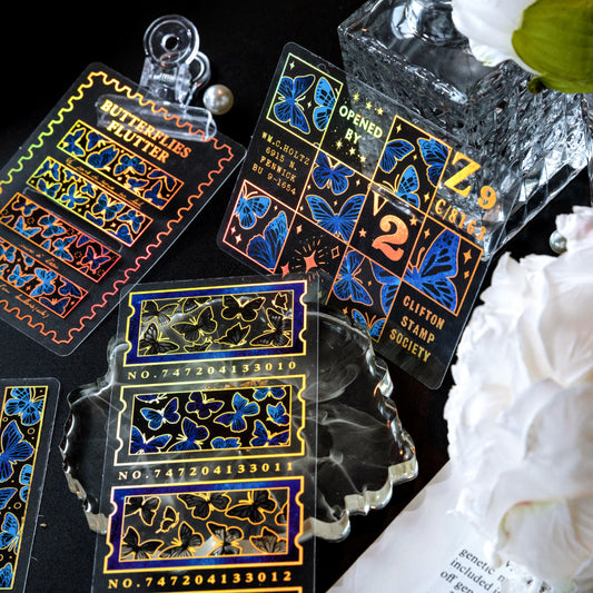 6 Styles 10Pcs/Bag Vintage Bronzing Sticker Butterfly Star Dream Decorative PVC Stickers