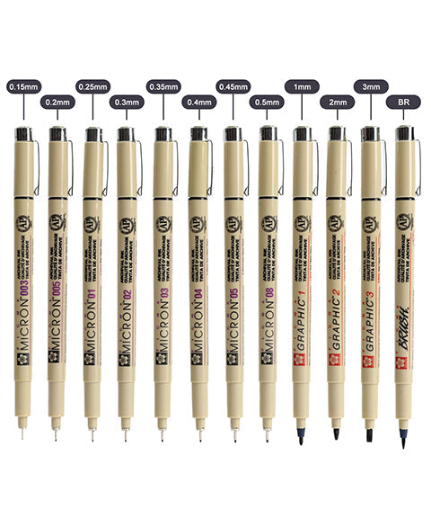 12 Pcs Precision Micro-Line Ink Pen Set