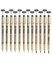 12 Pcs Precision Micro-Line Ink Pen Set
