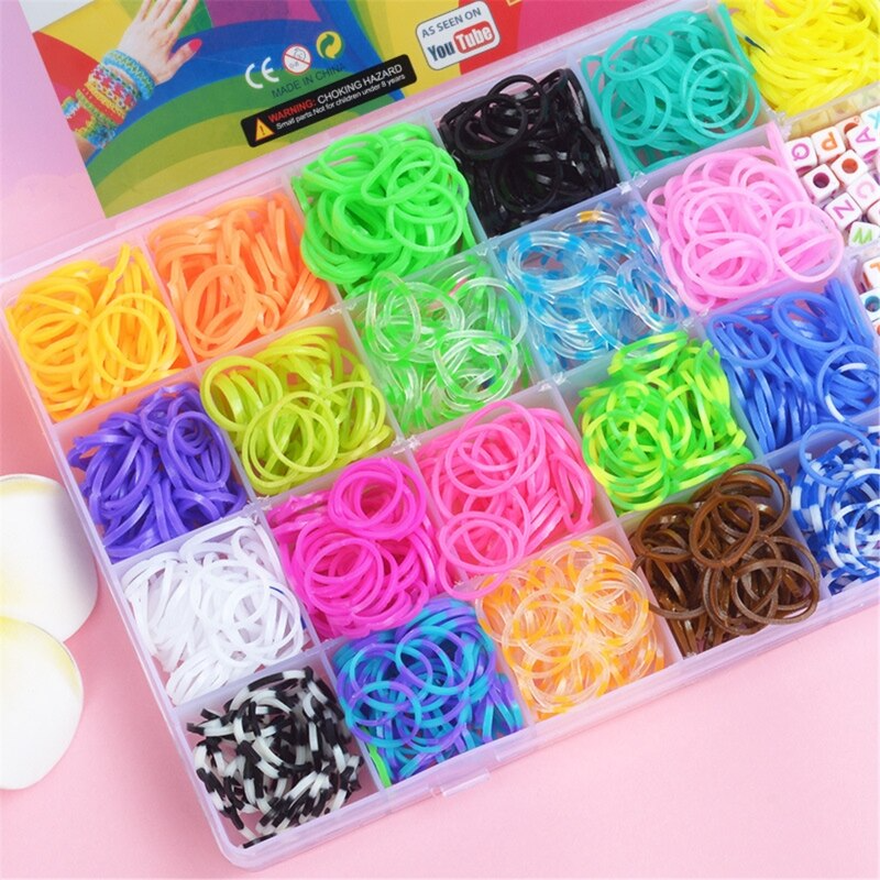 Colorful Loom Rubber Bands Kit, DIY Rainbow Rubber Bands Twist Band Set, Rubber Bands Bracelet Making Kit 1500 Rubber Bands with 32 Colours for Children Crafting Friendship Bracelet Weaving