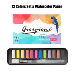 Colors Pigment for Watercolor Painting with Paint Brush&Watercolor Paper Painting Set