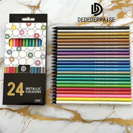 24 Colors Metallic Pencil Colored Drawing Pencil Set
