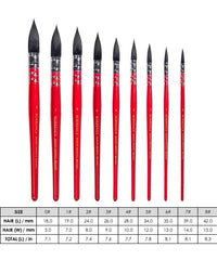 9 Pcs Professional Synthetic Squirrel Hair Paint Brush Set