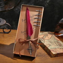 English Calligraphy Feather Dip Pen Classical Fountain Pen 1Set Feather Pen Box with 5 Nib Stationery Gift Wedding Gift Creative