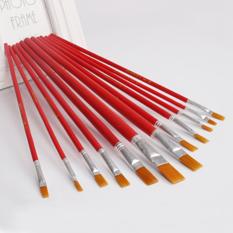12pcs Art Watercolor Gouache Paint Brushes Nylon Hair Painting Brush Set Art Supplies