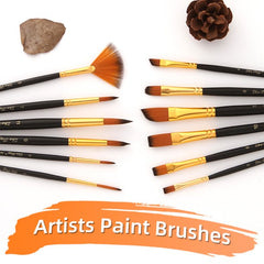12pcs Acrylic Paint Brushes Set Nylon Hair Artist Paintbrushes Professional Painting Brushes
