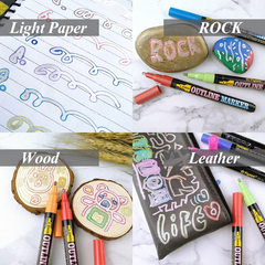 12/18colors Double Line Metallic Marker Pen DIY Album Scrapbooking Painting Sliver Glitter Outline Art Markers