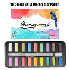 Colors Pigment for Watercolor Painting with Paint Brush&Watercolor Paper Painting Set
