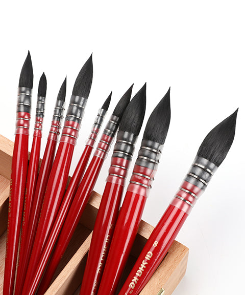 9 Pcs Professional Synthetic Squirrel Hair Paint Brush Set