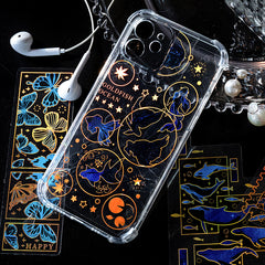 6 Styles 10Pcs/Bag Vintage Bronzing Sticker Butterfly Star Dream Decorative PVC Stickers Literary Aesthetic Scrapbooking Decorative Stationery Stickers Retro Butterflies Laser Sticker Scrapbooking Label Diary Journal Planner