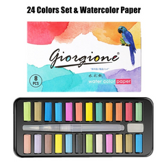 Colors Pigment for Watercolor Painting with Paint Brush&Watercolor Paper Painting Set
