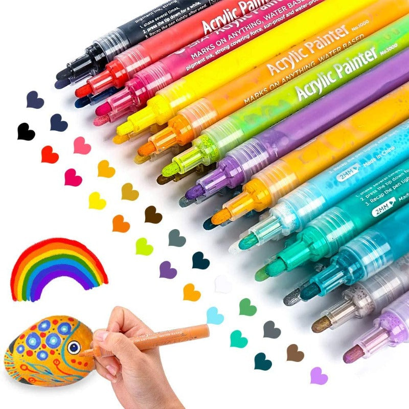Acrylic Paint Markers Pen 12/24/36 Colors Acrylic Paint Marker Pens Set For Rocks Painting, Ceramic, Glass, Wood, Fabric, Canvas, Mugs, DIY Craft Making Supplies, Scrapbooking Craft, Card Making