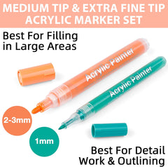 Acrylic Paint Markers Pen 12/24/36 Colors Acrylic Paint Marker Pens Set